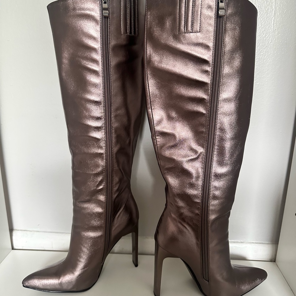 Metallic Knee-High Women's Boots